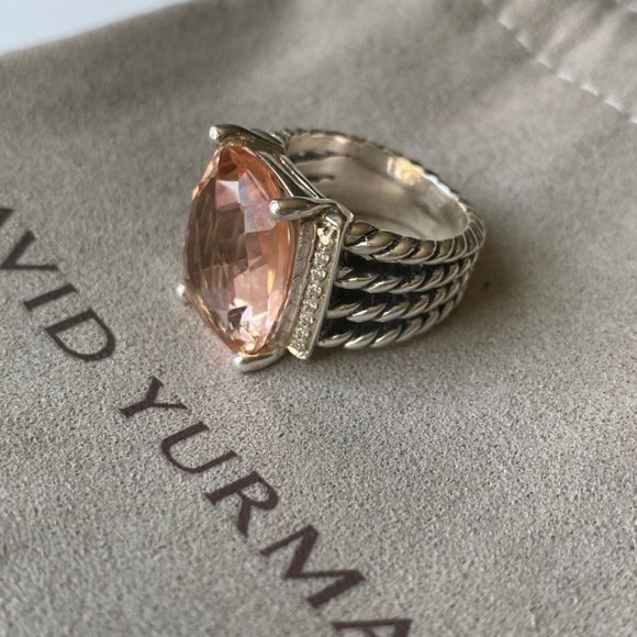 David Yurman Wheaton Morganite & Diamond Ring - Picture 10 of 14